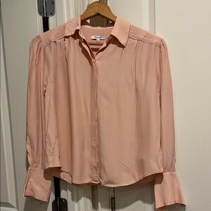 Madewell Long-Sleeve Light Pink Button-Front Top